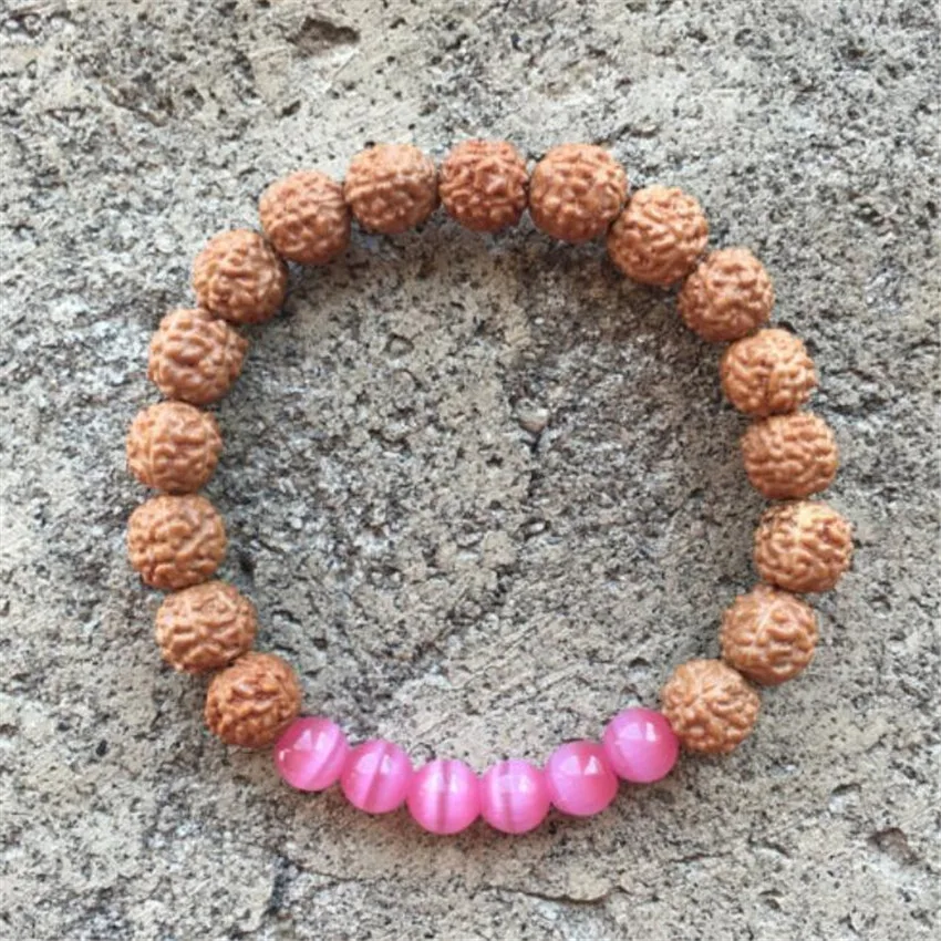 Красная роза тигровый глаз Rudraksha узел ожерелье кисточкой многоцветный горячий
