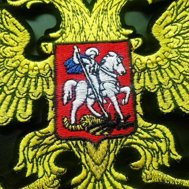 Золотая Российская национальная эмблема Флаг нашивки железо на пальто тонкий Орел сзади резиновая Вышивка Одежда Аксессуары байкерские нашивки