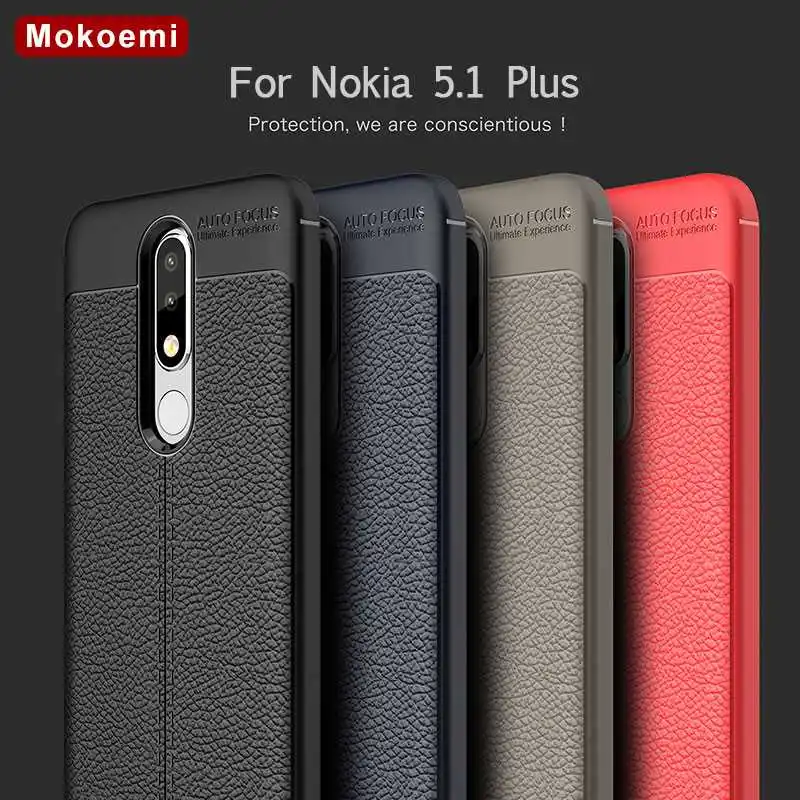 

Mokoemi Fashion Lichee Pattern Shock Proof Soft 5.86"For Nokia 5.1 Plus Case For Nokia 5.1 Plus Phone Case Cover