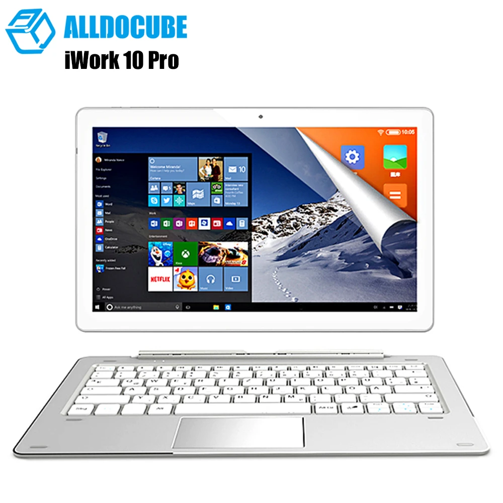 ALLDOCUBE iWork10 Pro 2 in 1 Tablet PC 10.1'' Windows 10 Android 5.1 Intel Cherry Trail x5-Z8350 Quad Core 1.44GHz 4GB 64GB HDMI