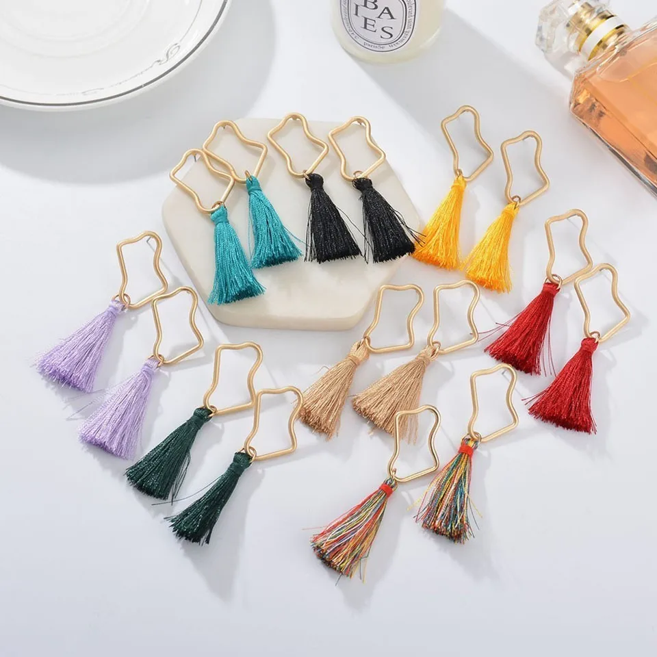 

Special Irregular Dangle Colorful Custom Tassel Earrings For Women Trendy Free Shipping Beautiful Wedding Earrings Jewelry