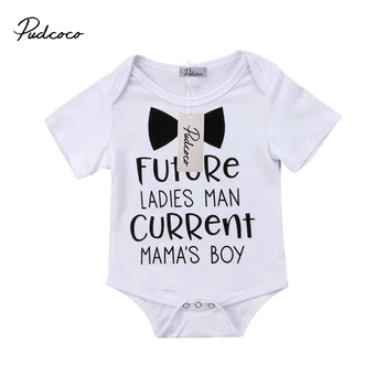 

Newborn Infant Baby Boy Printing Bow Tie Cotton Jumpsuit Outfit Clothes