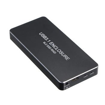 

USB3.1 Type-C to 2 Ports NGFF(M.2) SSD Raid Enclosure with Raid Raid0 Raid1 or PM Black/Silver