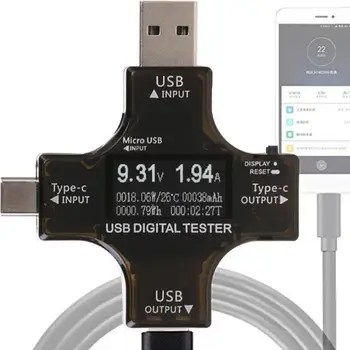 

Type-C PD Multi-function DC Digital Display Voltmeter Ammeter USB Safety Tester Charger Testers Voltage Current Detector