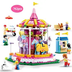 Новый серия «подружки» площадка колесо обозрения карусель строительные блоки подарки на день рождения для девочек игрушки Совместимые