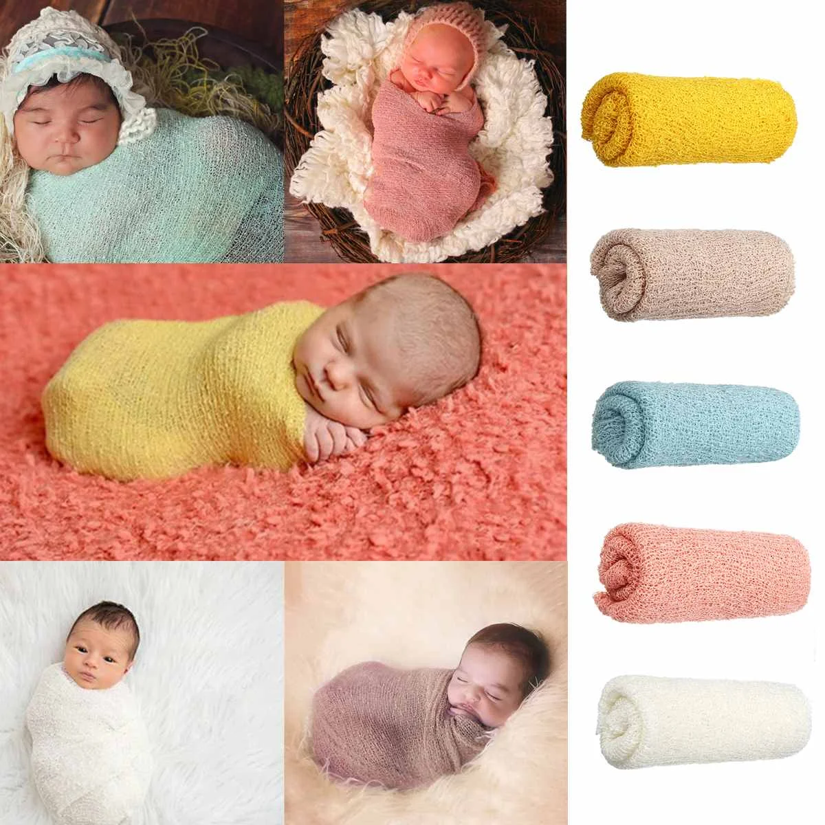 Baby Newborn Blanket Photography Props Wrapped Blanket Shawl Stretch
