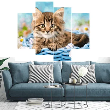 

HUACAN 4pcs Diamond Painting Diamond Embroidery Sale Cat Animal Full Square Pictures Of Rhinestone Mosaic Multi-picture