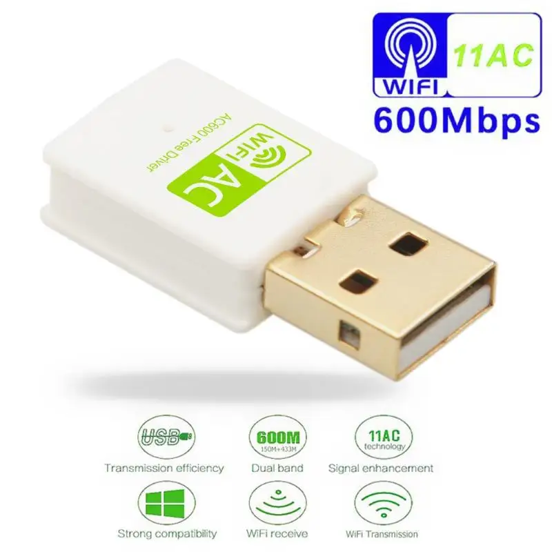 

Free Driver Dual Band 600Mbps 2.4GHz 5GHz USB Wireless WiFi Adapter With 802.11ac