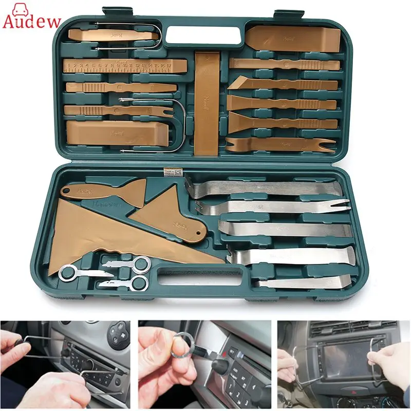 

36 PCS Car Exterior/Interior Door Dashboard Audio Stereo Dash Panel Remove Refit Tools Plastic/Stainless Steel Set