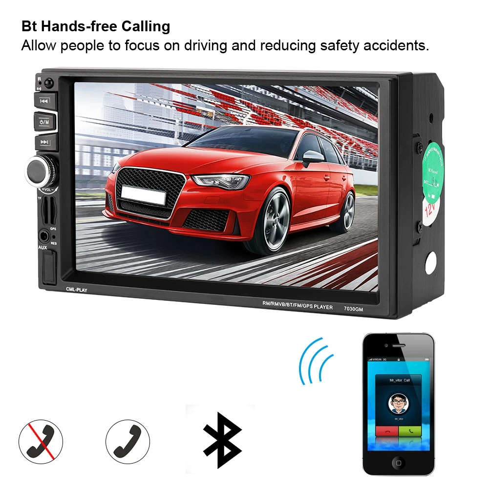7 дюймовый 2Din MP5 7030GM Автомобильный Bluetooth MP4 плеер GPS сенсорный экран с поддержкой