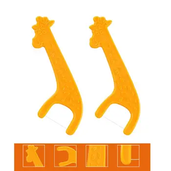

24pcs Kids Portable Dental Floss Pick Cute Giraffe Cartoon Shape Dental Floss Stick Oral Care Cleaner Flossers Toothpick Line
