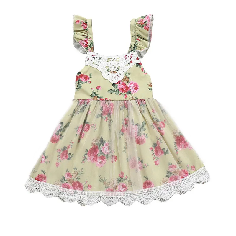 

1-5T Kid Inafant Baby Girls Tulle Lace Floral Party Dress Summer Sleeveless Sundress Princess Cute Clothes
