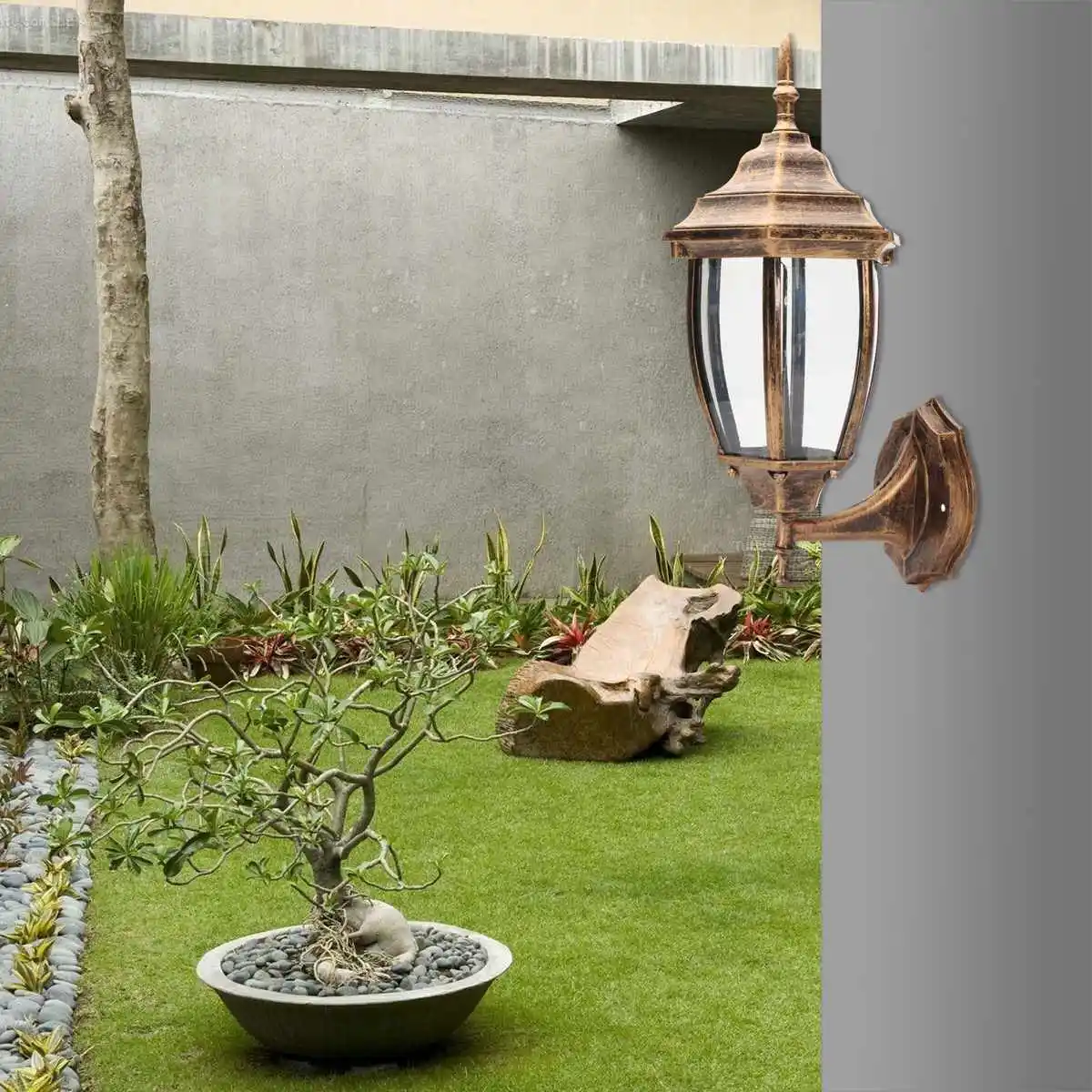 Home Outdoor Garland Retro Wall Rain-Proof Lights Lamp Fixture Garden Porch Patio Aluminum Lantern Cube Led Decoration