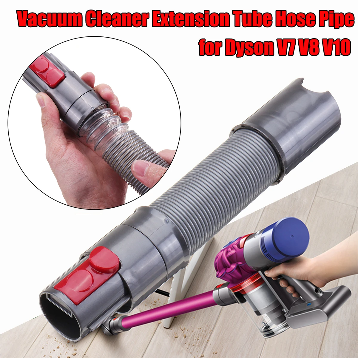 68CM Vacuum Cleaner Hose Extension Tube For Dyson V7 V8 V10 Replacement