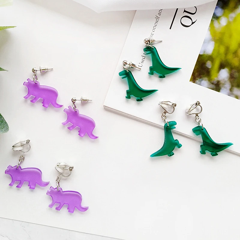 

Ear Clip Party Beautiful Animal Exquisite Cute Punk Dinosaur 1Pair 2019 New Arrival Simple Party Drop Earrings Unique Acrylic
