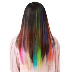 Распродажа остатков парик цветной зажим в волосы длинные прямые для женщин высокое температура Синтетический для наращивания шт