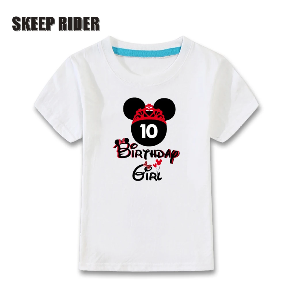 

2019 Fashion Crown Queen Girls Birthday T Shirts Cartoon O-neck Regular Length Kids Tops for Indoor And Outdoor Wear