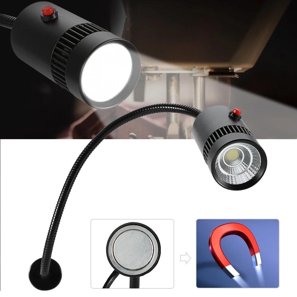 Baratos 7W 110 220V máquina de coser con luz LED cuello ajustable máquina herramienta tornos lámpara con montaje magnético con enchufe de EE. UU.
