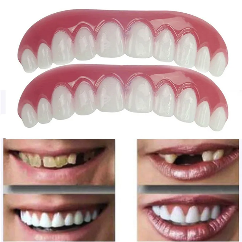 

Rakado 1PC Upper Row Of White Teeth Silicone Simulation On Row Lower Tooth Dentures Veneers Flex Denture Perfect Fit Paste Tools
