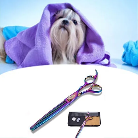 

Pet Dog Beauty Scissors Set Japan 440c Hair Cutting Thinning Curved Grooming Shears for Haircut Dogs