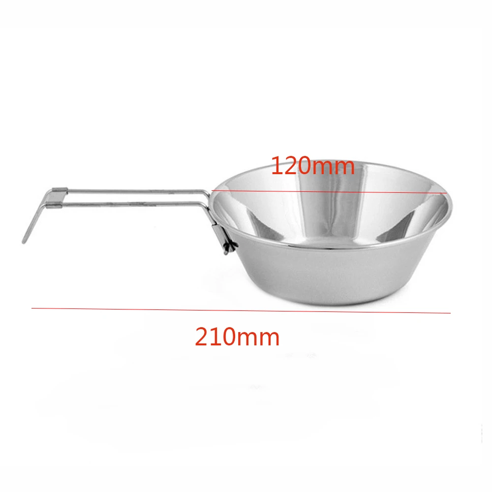 Portátil plegable al aire libre cuencos de acero inoxidable Placa de utensilios de cocina bandeja de comida Picnic herramientas de la cocina no-Stick de fideos de arroz arco