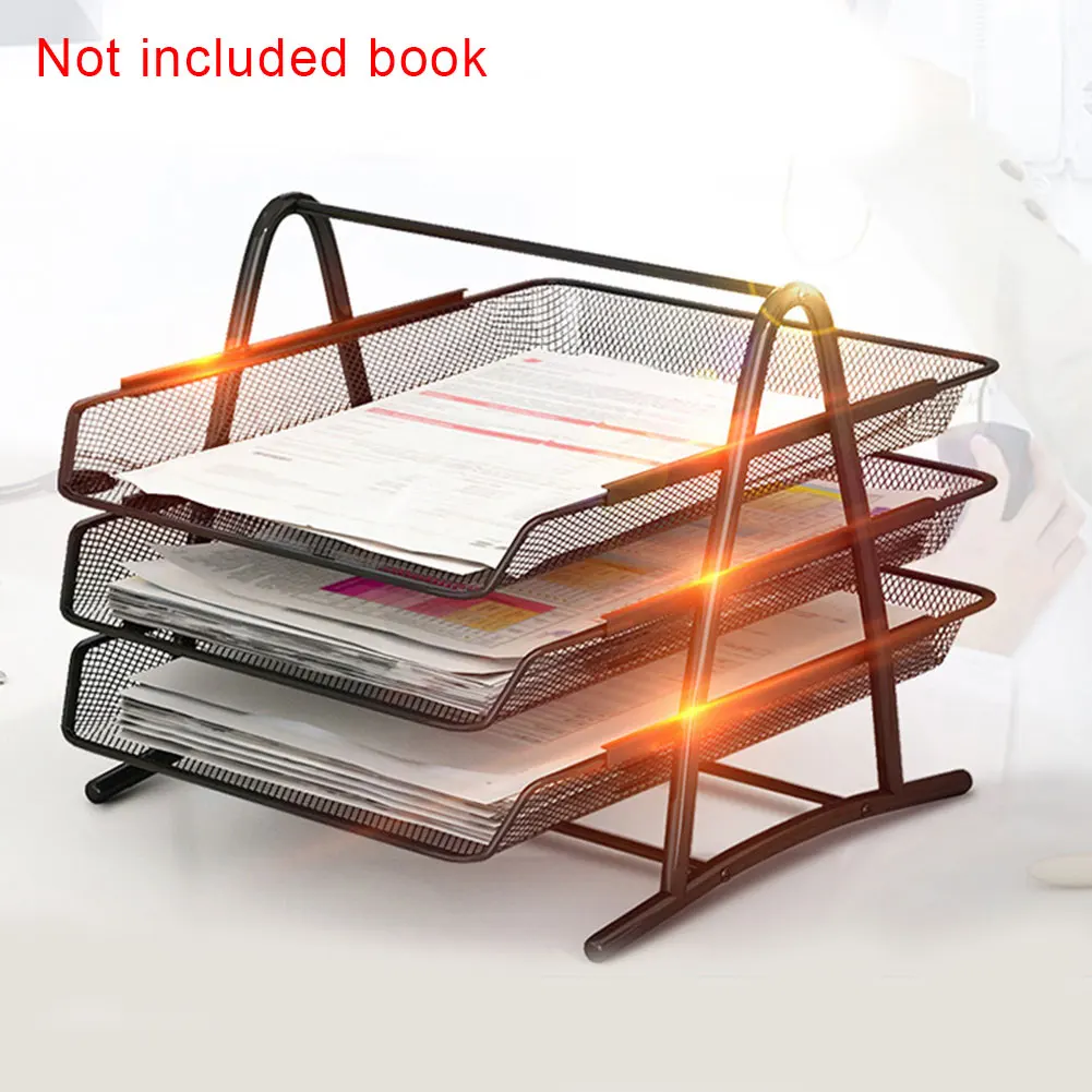 

3 Tier Metal Mesh A4 DIY Storage Holder Paper Files Office Neatening Tools Drawer Document Tray Desktop School Detachable