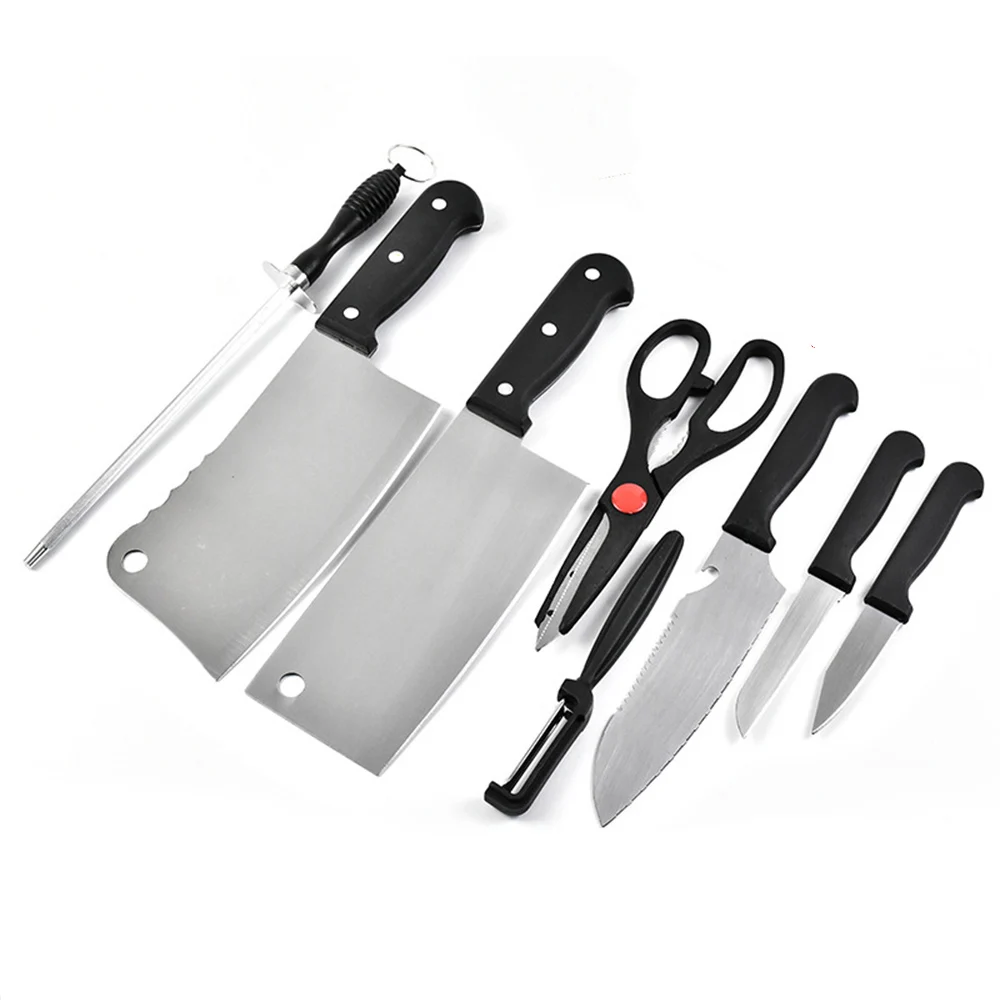 

8pcs Kitchen Knife Set Chef Knives Fruit Stainless Steel Chopping Knife Sharpener Rod Peeler Scissors Paring Tools