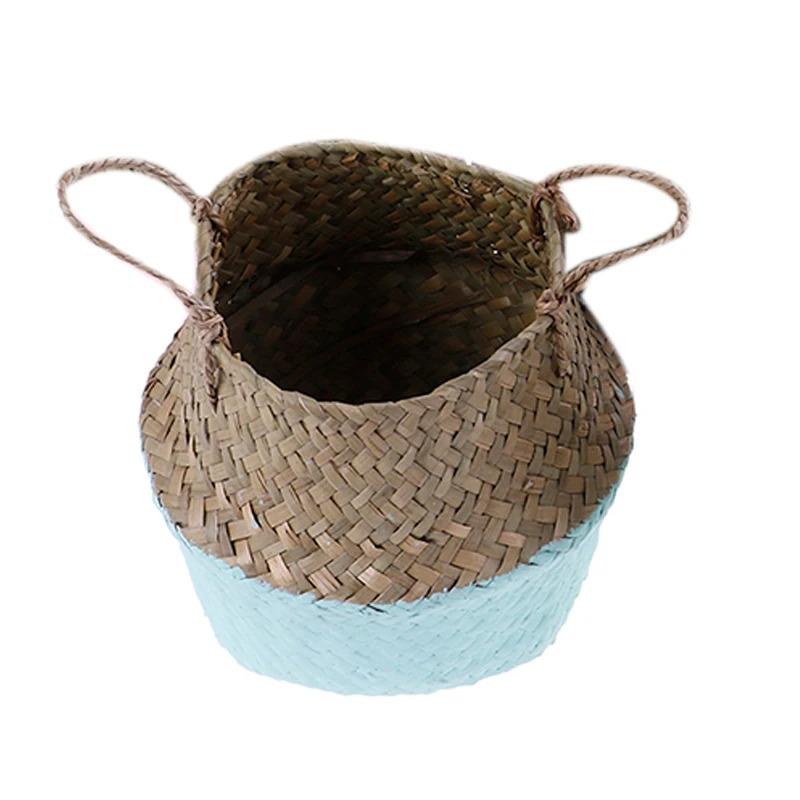 20x24x15 سنتيمتر اليدوية الخيزران سلات تخزين طوي الغسيل القش خليط الخوص الروطان الشرقي أصيص أزهار الحديقة الغراس تشمس