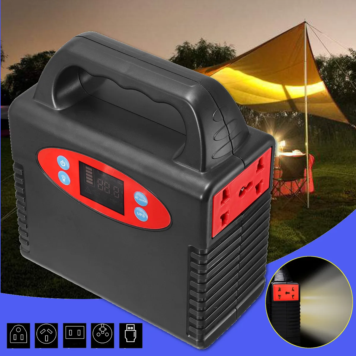 

Outdoor 100W Portable Solar Generator Power Supply Inverter Emergency UPS Power Source Generator Power Station Kit 50000mAh