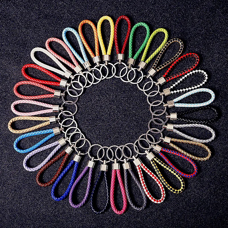 

New Arrival Woven Keychain Metal key rings Handmade Leather Rope Key Chains Men or Women Key Holder Key Cover Auto Keyring Gifts
