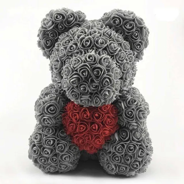 Vip Цена 25 \ 40 см красный плюшевый медведь розы искусственные рождественские подарки для женщин подарок на день Святого Валентина плюшевый медведь