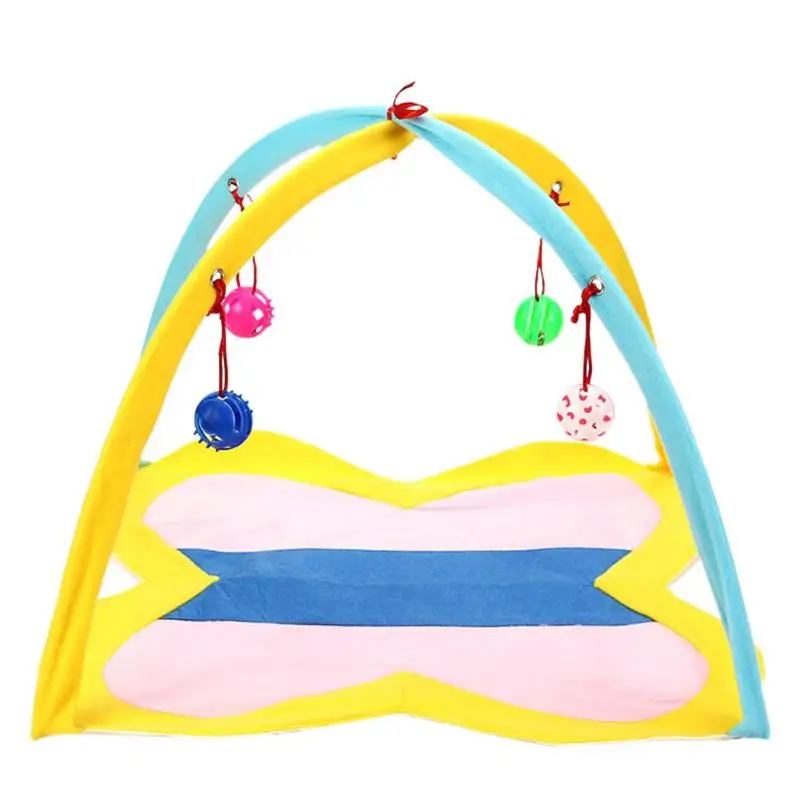 

Cat Play Tent Hammocks Sleep Bed Foldable Kitten Mat with Balls Funny Pets Cat Toys Pet Supplies