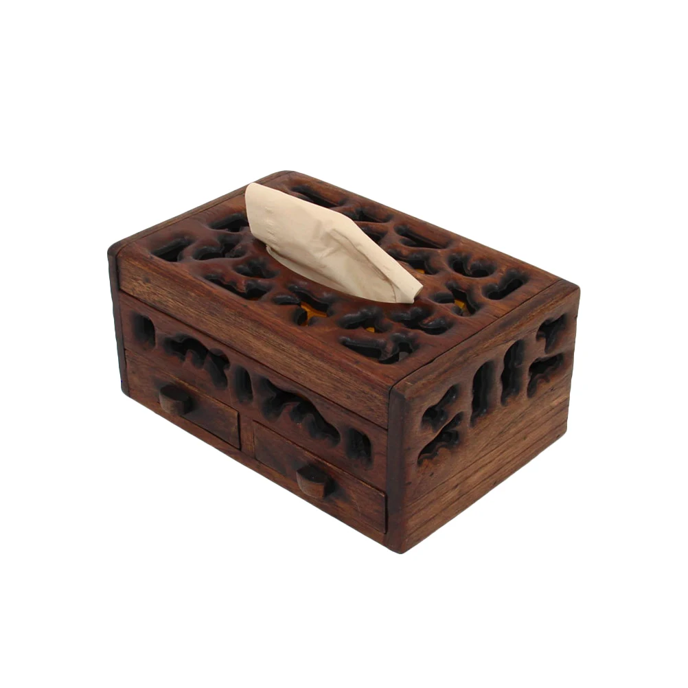 

1pc Wooden Tissue Box Retro Decorative Creative Vintage Tissue Paper Napkin Holder Storage Organizer Container