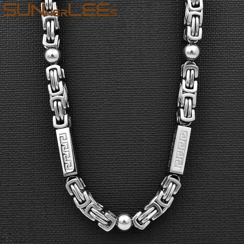 SUNNERLEES 316L ожерелье из нержавеющей стали 7 мм Геометрическая Византийская