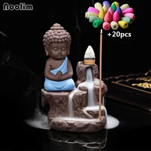 20 шт. благовония конусы+ 1 шт. горелка маленький монах кадило в виде маленького Будды керамический водопад обратного потока благовония горелка держатель домашний декор