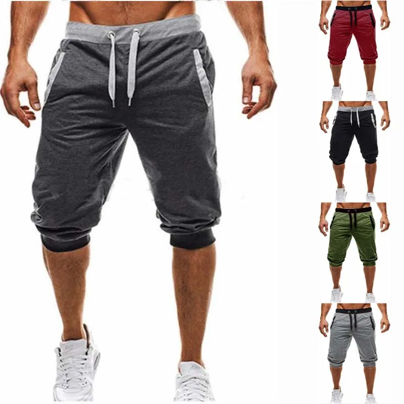 

LINGDENG 2018 Summer Jogger Sporting Thin Men Black Bodybuilding Short Pants Male Bermuda shorts