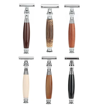 

6 Types Classic Style Wooden Handle Double Blade Manual for Man's Home Use