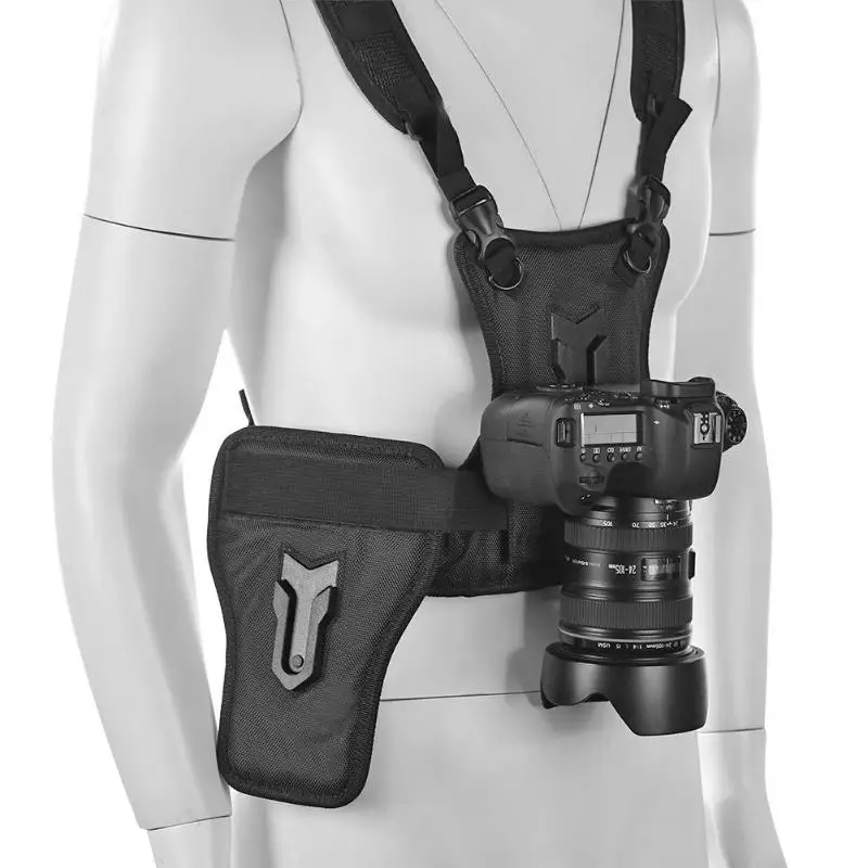 

vanpower Two Camera Carrying Chest Harness Strap System Vest Quick Strap with Side Holster for Digital DSLR Camera for Canon