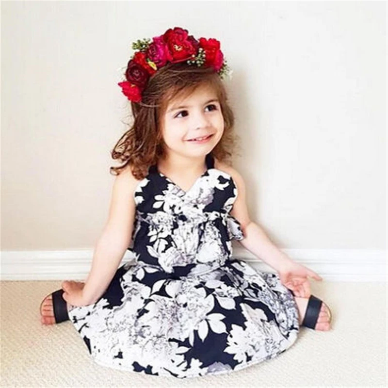 

New Arrival 3Pcs Little Girls Floral Print Sleeveless Tops&Skirt&Briefs Three Pieces Sets Kids Girls Lovely Outfits Skirts Sets