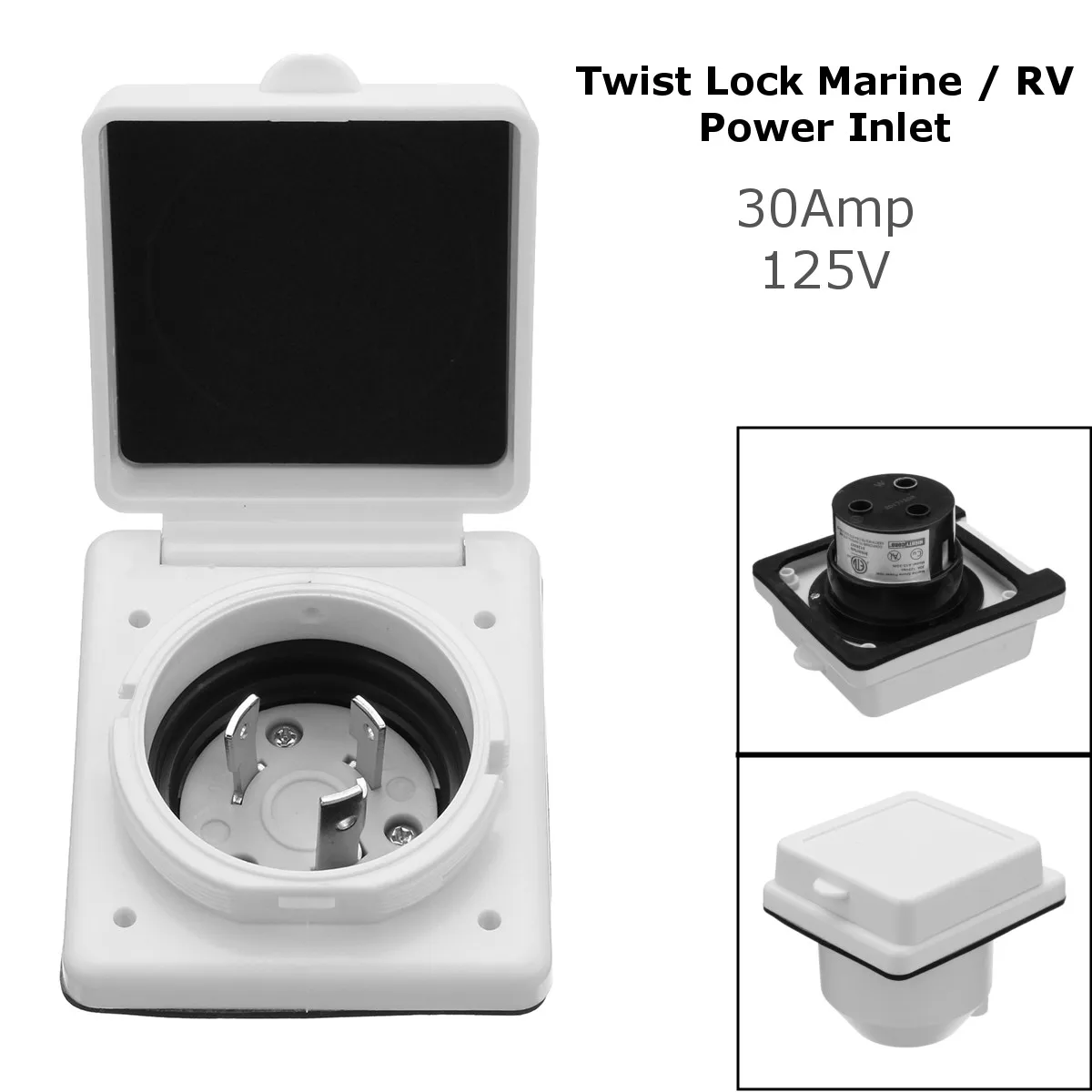 30A 125V Power Cord Twist Electrical Lock Inlet White For