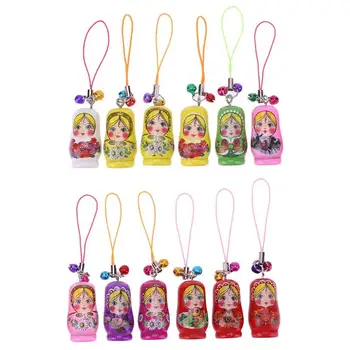 

12pcs Creative Wooden Russian Matryoshka Keychain Car Handbag Ornaments