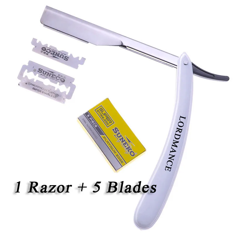 

1set Men Straight Barber edge Razors Folding Shaving Knife Hair Removal Tools With 5 pcs SUNEKO Good quality Blades