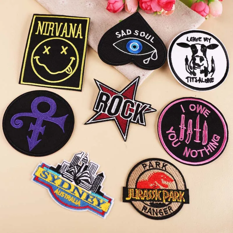 

Kuke 2019 New Patches Rock Band Biker Embroidered Patch for Clothing DIY Clothes Stickers Iron on Patches Badges