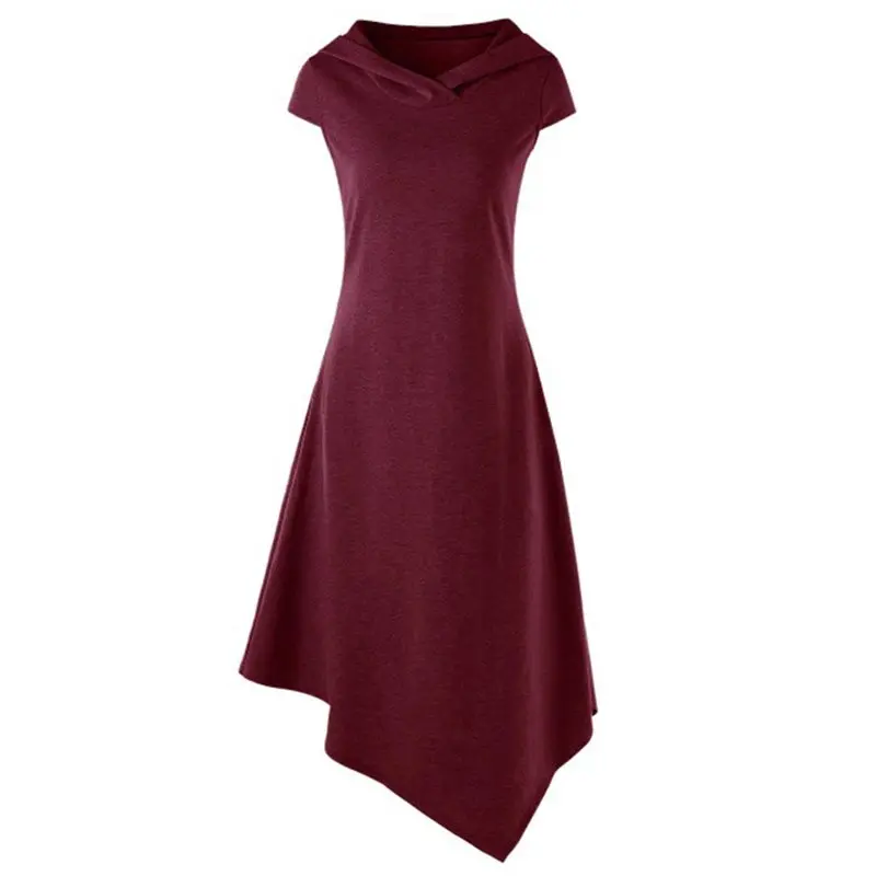 

Summer Hoodie Dress Women Asymmetric Hem Swing Gothic Medieval Style Sexy Backless Elegant Ladies Hooded Casual Short Dresses