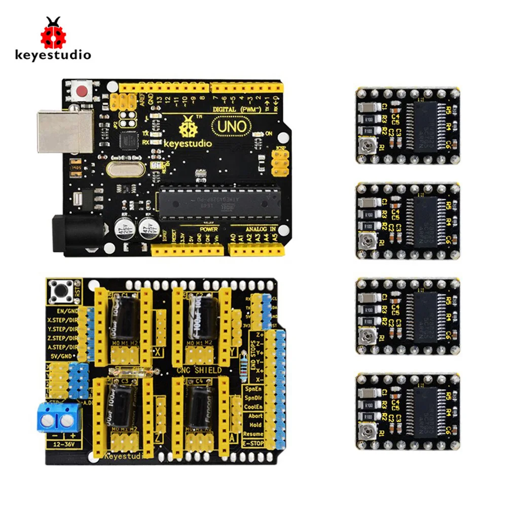 

Original Keyestudio KS0286 CNC Shield V3.0 Module UNO R3 Board Driver for Arduino