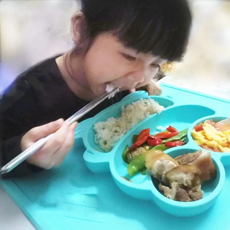 

Baby Tableware One-piece Fruit Pattern Mat Frog Tray Food Divider