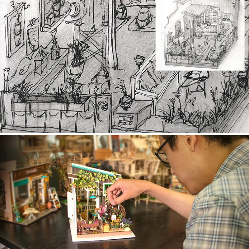 DIY Wooden Sunny Garden Miniature Dollhouse 3D LED Mini Dollhouse Kit With Furniture Kit Light Creative Christmas Gift DIY Wooden Sunny Garden Miniature Dollhouse 3D LED Mini Dollhouse Kit With Furniture Kit Light Creative Christmas Gift