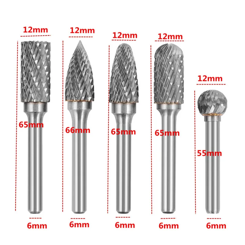 

5pcs/set Tungsten Carbide Burr Rotary Cutter Engraving Bit Set For CNC Engraving Durable Quality