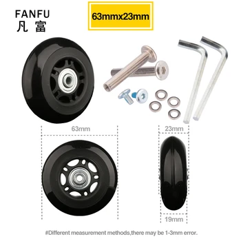 

Travel Luggage Wheel with Screw Trolley suitcase Wheels Suitcase Black Wheels Repair Replacement For Accessories 63*23 casters