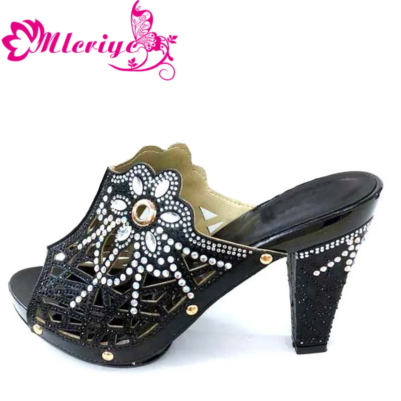 

2019 Summer High Heeled Shoes for Women Lady Sandals with Heels Slip on Shoes for Women Nigerian Women Shoe Decorated